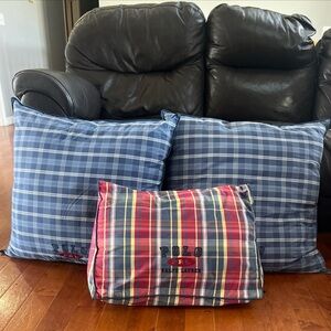 Vintage Polo Ralph Lauren Plaid Throw Pillow Set - Blue & Red Plaid Garrison PRL